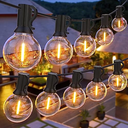 GPATIO LED Lichterkette Außen, 30M Lichterkette außen strom mit 50+2 Stk. Warmweiße G40 Glühbirnen Plastik, IP45 Wasserdicht Innen/Außen Lichterketten für Garten, Terrasse, Hochzeiten, Partys von GPATIO