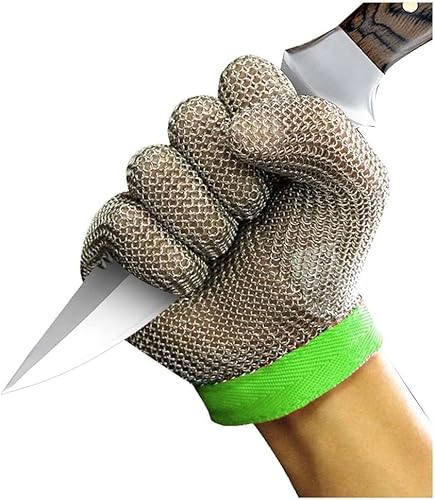 GPECTIFO Schnittschutzhandschuhe, schnittfeste Stahlhandschuhe, Schneiden von Fleisch, Holzschnitzen, Glasschneiden, Metallkettenhandschuhe, rutschfest(1PCS-L) von GPECTIFO