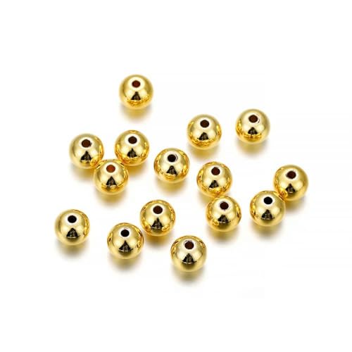 10–100 Stück/Los 2–8 mm vergoldete Messingperlen, lose Perlen, runde Kugelperlen, Abstandsperlen für die Herstellung von DIY-Schmuckzubehör-Gold-2 mm x 100 Stück von GPRTPL