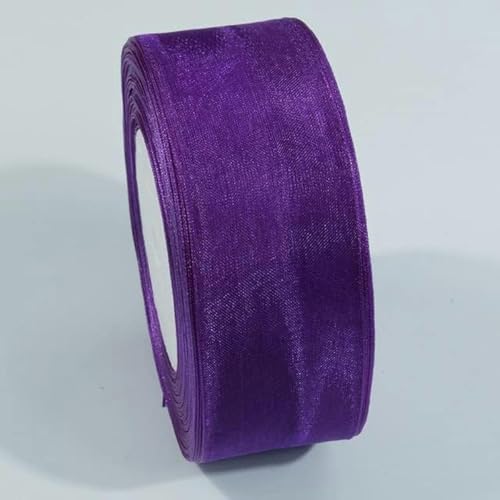 10 Yards durchsichtiges Chiffonband, Organza-Satinbänder zum Verpacken, Dekorieren, Blumensträuße, Partykränze, Spitzenstoff-034-25 mm von GPRTPL