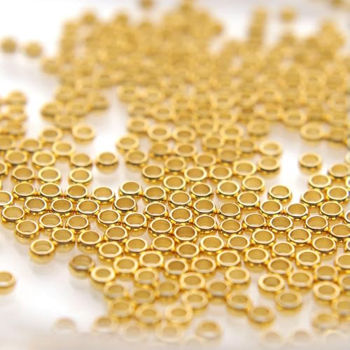 100 Stück goldene Kugel-Quetschperlen, Durchmesser 2 2,5 3 mm, Stopper-Abstandshalterperlen für DIY-Schmuck, goldfarben, 2 mm von GPRTPL