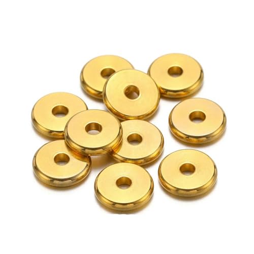 20–50 Stück flache Abstandsperlen aus Edelstahl, 4 5 6 8 mm, goldene lose Perlen zur Schmuckherstellung, DIY-Armbänder, Zubehör, goldfarben, 8 mm von GPRTPL