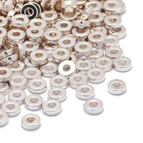 200–600 Stück/Los 6 mm Abstandsperlen, Radperle, flache, runde, lose Perlen für die DIY-Schmuckherstellung, Zubehör zum Finden von Zubehör-6 mm Silber-200 Stück von GPRTPL