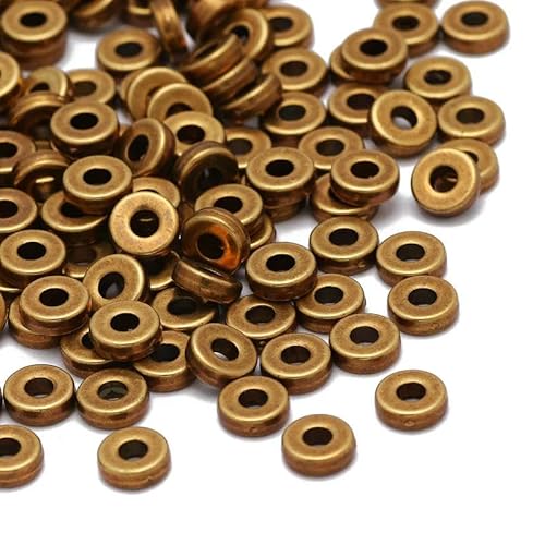 200 Stück/Los 6 mm Abstandsperlen, Radperle, flache, runde, lose Perlen für DIY-Schmuckherstellungszubehör-6 mm Bronze-200 Stück von GPRTPL