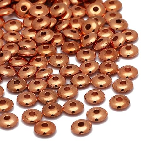 200 Stück/Los 6 mm Abstandsperlen, Radperle, flache, runde, lose Perlen für die Herstellung von DIY-Schmuckzubehör-6 mm Kupferrot_a-200 Stück von GPRTPL
