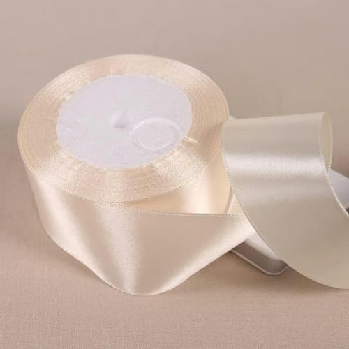 25 Yards 6/10/12/15/20/25/32/38/50/75 mm Polyester-Satinband für Partydekoration, DIY-Geschenkband, 38 mm, Beige von GPRTPL