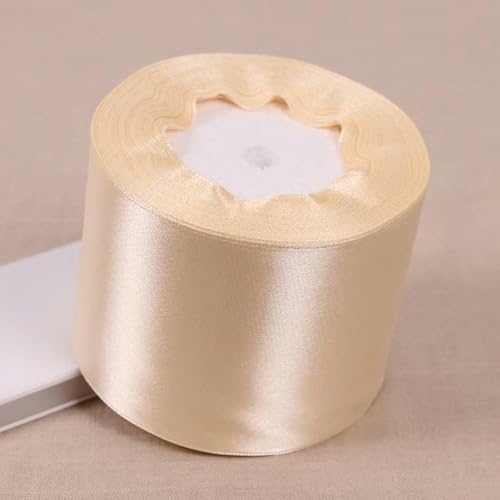 25 Yards 6/10/12/15/20/25/32/38/50/75 mm Polyester-Satinband für Partydekoration, DIY-Geschenkband, 75 mm, Beige von GPRTPL