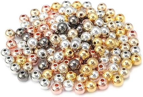 3 4 6 7 8 10 12 mm, 50–500 Stück, goldene Kugelperlen, runde lose Perlen zur Herstellung von DIY-Armbandschmuck, gemischt, 3 mm, 500 Stück von GPRTPL