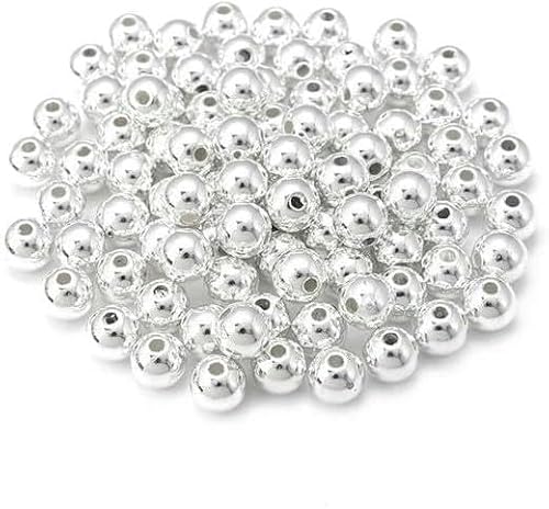 3 4 6 7 8 10 12 mm 50–500 Stück goldene Kugelperlen, runde lose Perlen zur Herstellung von DIY-Armbandschmuck, Silber, 7 mm, 100 Stück von GPRTPL