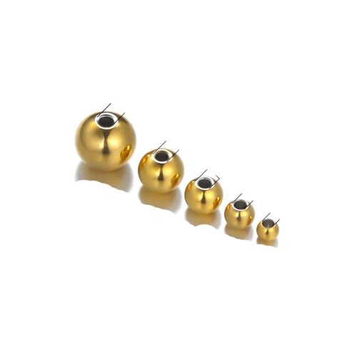 3 – 8 mm Edelstahl Gold lose Perlen Armbänder Halsketten Charms Abstandsperlen für DIY Schmuckherstellung Großmengen Zubehör-Gold-5 mm-50 Stück von GPRTPL