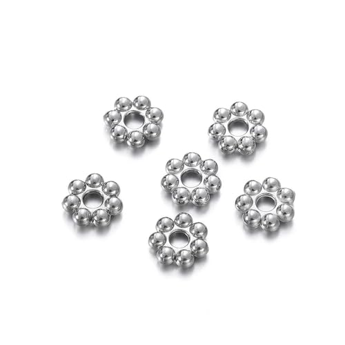 30 Stück Blumen-Abstandshalterperlen, Schneeflocken-Abstandshalterperlen, Charm-Anhänger für DIY-Armbänder, Schmuckherstellung, Stahl, 3 mm von GPRTPL