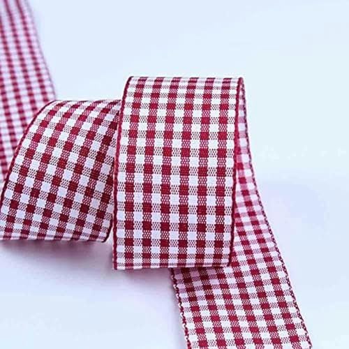 4,5 m Gingham-Bänder für Weihnachtsfeier-Dekorationen, Verpacken, DIY-Schleifen, Haarbasteln, karierte Bänder, Karten-S018-25 mm von GPRTPL