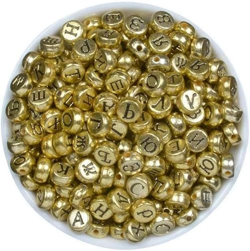 4 x 7 mm zufällig gemischte Buchstaben, Acryl, rund, flach, Alphabet-Abstandshalterperlen für die Schmuckherstellung, handgefertigte DIY-Armbänder und Halsketten, 44, 100 Stück von GPRTPL