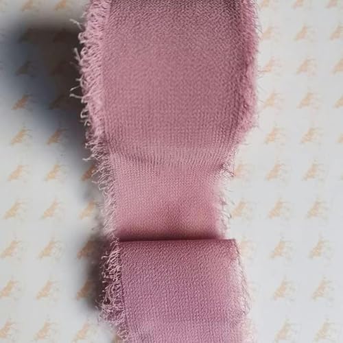 5 Meter breit, 3,8 cm, grünes Chiffon-Seidenband, Blumenstrauß, Wickeldekoration, ausgefranster Rand, Chiffonband-167 Rauchrose-5 Meter von GPRTPL