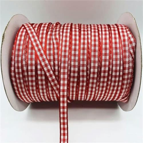 5 Yards 6mm kariertes Band Gitter bedrucktes Band für Zuhause Weihnachtsdekorationen DIY Geschenkband für Schleifen-01 von GPRTPL