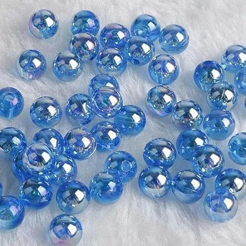 50 Stück 8 mm bunte runde Acrylperlen, Mix aus 14 Farben, lose Abstandsperlen zur Schmuckherstellung, DIY-Armband, dunkelblau von GPRTPL