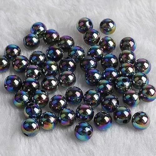 50 Stück 8 mm bunte runde Acrylperlen, Mix aus 14 Farben, lose Abstandsperlen zur Schmuckherstellung, DIY-Armband, einfarbig schwarz von GPRTPL