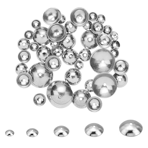 50 Stück Perlenkappen passend für 3/4/5/6/8 mm Perlen, Kugelkappen, Abstandshalter zur Schmuckherstellung, Stahl, 4 mm x 0,9 mm Loch von GPRTPL