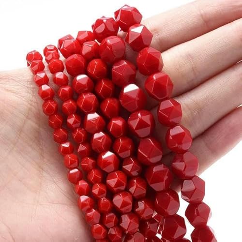 Bunte facettierte Turmalinperlen, Steinperle zur Schmuckherstellung, DIY-Charm-Armbandzubehör, 6/8/10 mm, rote Koralle, 10 mm (ca. 35 Stück) von GPRTPL