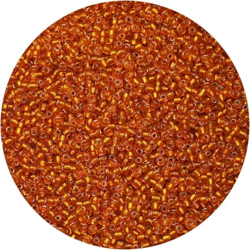 Glasperlen, kleine Rocailles-Perlen, 2 mm, 1500 Stück, Rocailles-Perlen, Glasperlen zum Basteln von Armbändern, Herstellung von Rocailles-Perlen für DIY-Kunsthandwerk, Orange, 18 g, 1500 Stück von GPRTPL