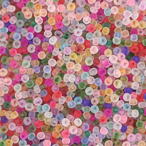 Glasperlen, kleine Rocailles-Perlen, 2 mm, 3 mm, 4 mm, Zuckerguss-Rocailles-Perlen, runde Abstandsperlen, Regenbogenfarbene Perlen zur Herstellung von DIY-Schmuck, 1–4 mm, 100 Stück von GPRTPL