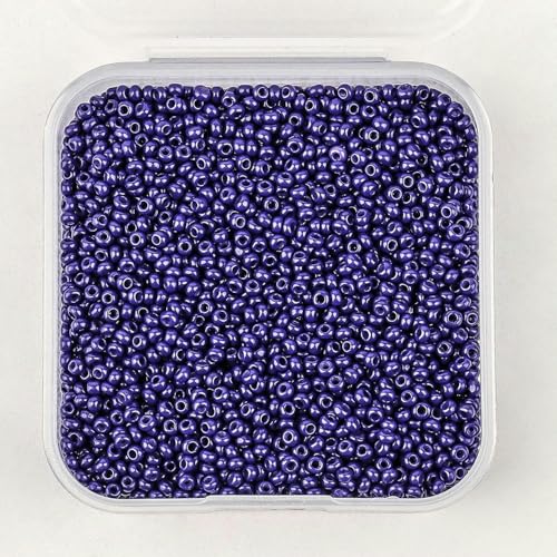 Glasperlen, kleine Rocailles-Perlen, blaue Farbe, 2 mm, Glasperlen in Schachtel, Perlenzubehör zur Schmuckherstellung, DIY-Armband, 4000 Stück/Schachtel, Farbe 12 – 2 Schachteln ca. 8000 Stück von GPRTPL