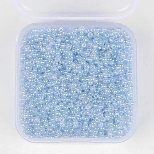 Glasperlen, kleine Rocailles-Perlen, blaue Farbe, 2 mm, Glasperlen in Schachtel, Perlenzubehör zur Schmuckherstellung, DIY-Armband, 4000 Stück/Schachtel, Farbe 3 – 2 Schachteln ca. 8000 Stück von GPRTPL