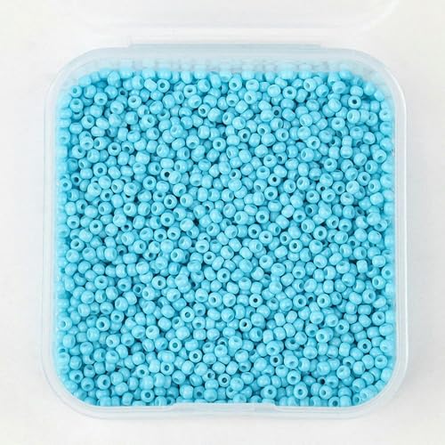 Glasperlen, kleine Rocailles-Perlen, blaue Farbe, 2 mm, Glasperlen in Schachtel, Perlenzubehör zur Schmuckherstellung, DIY-Armband, 4000 Stück/Schachtel, Farbe 5 – 2 Schachteln ca. 8000 Stück von GPRTPL