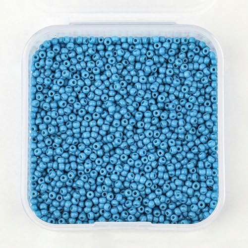 Glasperlen, kleine Rocailles-Perlen, blaue Farbe, 2 mm, Glasperlen in Schachtel, Perlenzubehör zur Schmuckherstellung, DIY-Armband, 4000 Stück/Schachtel, Farbe 6 – 2 Schachteln ca. 8000 Stück von GPRTPL