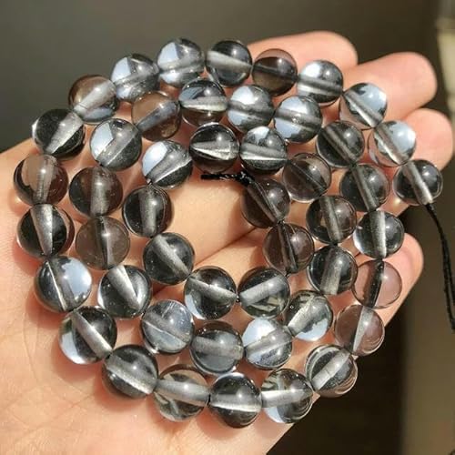 Mattierter österreichischer weißer Kristall-Mondstein, glitzernd, runde lose Perlen zur Schmuckherstellung, DIY-Armband, 6 8 10 12 mm, glattes Schwarz, 8 mm, ca. 46 Stück von GPRTPL