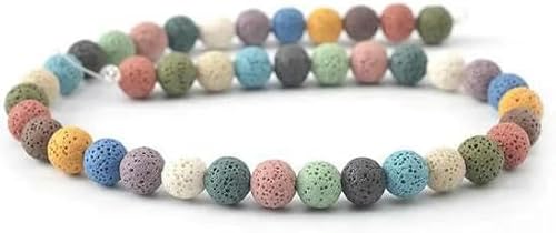 Perlen aus Vulkanlavastein, bunt, schwarz, rund, lose Lavaperlen, 6–16 mm, zur Herstellung von DIY-Armbändern und Schmuck, mehr Farben, 10 mm, 38 Perlen von GPRTPL