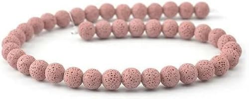 Perlen aus Vulkanlavastein, bunt, schwarz, rund, lose Lavaperlen, 6–16 mm, zur Herstellung von DIY-Armbändern und Schmuck, rosa, 10 mm, 38 Perlen von GPRTPL