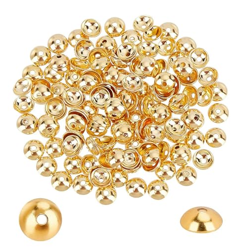 Perlenkappen für 3/4/5/6/8 mm Perlen, Kugelkappen, Abstandshalter zur Schmuckherstellung, Gold, 4 mm x 0,9 mm Loch, 50 Stück von GPRTPL