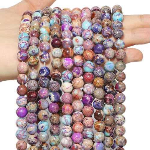 Runde Abstandsperlen aus Stein zur Schmuckherstellung, DIY-Armbänder und Halsketten, wie abgebildet, 8 mm, 46 Stück Perlen von GPRTPL