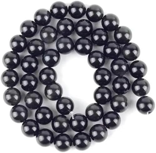 Runde Tigerauge-Amazonit-Lava-Türkis-Achat-Jaspis-Granat-Abstandshalter-lose Steinperlen zur Schmuckherstellung, DIY-Armband – schwarzer Obsidian – 12 mm, 29 bis 30 Stück von GPRTPL