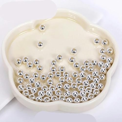 Runde nahtlose Messingperlen, Abstandsperlen zur Schmuckherstellung, Perlen für Armbänder und Halsketten-Silber-2,5 mm-100 Stück von GPRTPL