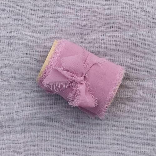 cm x 5,5 m, handgefertigt, Chiffon-Seidenband mit ausgefransten Kanten und Holzspule, Einladungssträuße, transparentes Band zum Basteln, Flatlay-Mauve-4 cm x 5,5 m von GPRTPL