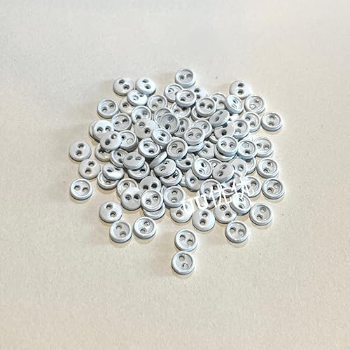 GQGQA100/200PCS 4mm Hellblaue Mini-Puppenkleidungsknöpfe Kleine Knöpfe für die Puppenherstellung Mini-Metallknöpfe mit 2 Löchern für Puppenkleidung von GQGQA