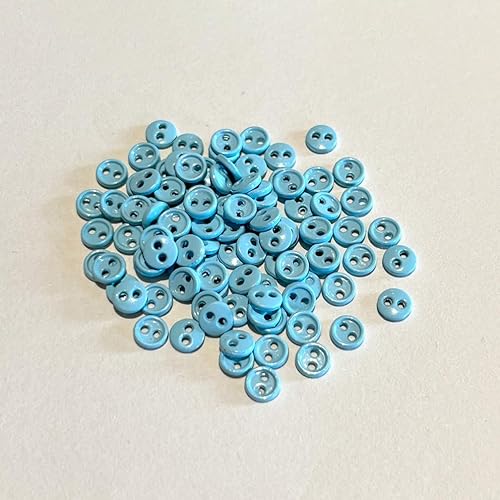 GQGQA100/200PCS 4mm Hellblaue Mini-Puppenkleidungsknöpfe Kleine Knöpfe für die Puppenherstellung Mini-Metallknöpfe mit 2 Löchern für Puppenkleidung von GQGQA