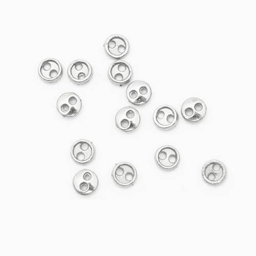 GQGQA100/200PCS 4mm Hellblaue Mini-Puppenkleidungsknöpfe Kleine Knöpfe für die Puppenherstellung Mini-Metallknöpfe mit 2 Löchern für Puppenkleidung von GQGQA