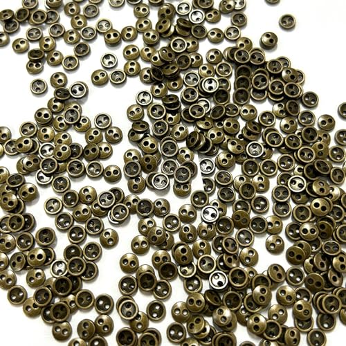 GQGQA100 Stück 3/4/5 mm Metalllegierung Puppenkleidungsknöpfe Kleine Knöpfe für Puppenherstellung Mini-Metallknöpfe mit 2 Löchern für Puppenkleidung von GQGQA