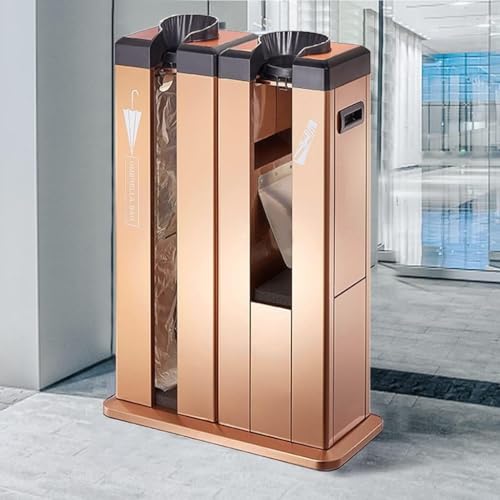 Business Wet Umbrella Bag Wrapper Stand, Umbrella Automatic Packing Machine/Umbrella Racks, Automatic Wet Umbrella Wrapper, Umbrella Stands Metal, With 200 Umbrella Bags Umbrella (Color:Rose Gold) von GQQDDD