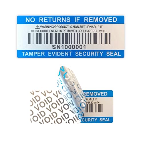 110 Stück Sicherheitsetiketten Barcode Dumb Silver PET Garantie Nicht-Aufkleber mit Seriennummer wasserdicht Manipulationssicheres Dichtungsetikett (5 x 2 cm) (Blau) von GQYHLABO