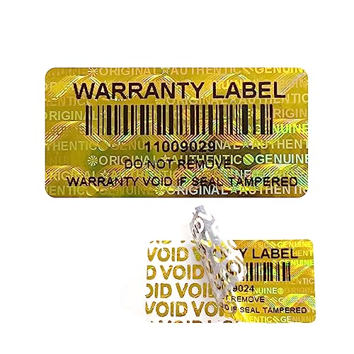 180 Holografische Etiketten mit Barcode-Seriennummer, selbstklebender Garantiestempel 30 x 15 mm (Gold) von GQYHLABO