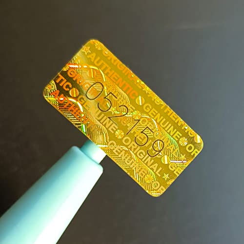 Garantiemarken, selbstklebend, manipulationssicher, selbstklebend, mit Hologramm-Etikett mit Seriennummer, 20 x 10 mm, Gold, 280 Stück von GQYHLABO