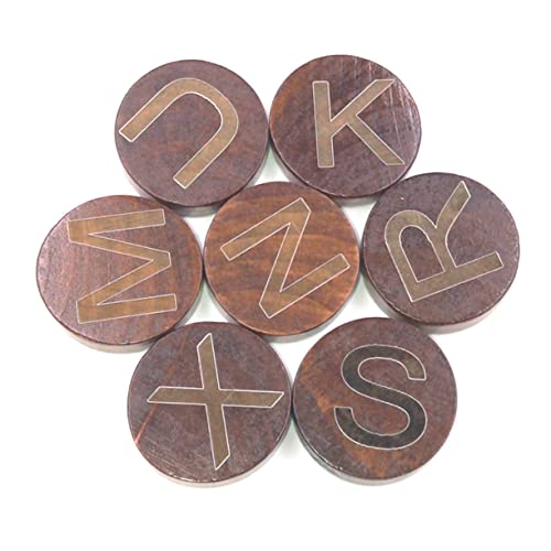 GRADENEVE Set mit 26 runden Alphabet- aus Holz in Kaffeebraun 30 mm Durchmesser 7 mm Dicke für -Projekte von GRADENEVE