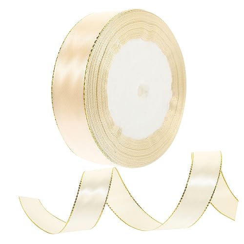 GRADENEVE 1 Goldband seidenband ribbon Schneidbares Band Schleifenband bandfeile Wickelstreifen Herbstdeko dekoration kreative Kuchenbänder elegante Bänder Polyester Beige von GRADENEVE