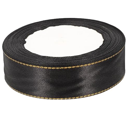 GRADENEVE 1 Goldband seidenband ribbon dekoring the suprise ripsband gutl Weihnachtsbaumgirlande Blumenband Sackleinenband Banddekor Wickelband Blumenverpackungsband Polyester Black von GRADENEVE