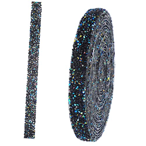 GRADENEVE 1 Rolle Selbstklebender Strass Heiß DIY Handwerk Strass Streifenaufkleber Bling DIY Glitzerbänder Aufkleber Farbige Aufkleber Blaues Klebeband Quastenbesatz von GRADENEVE