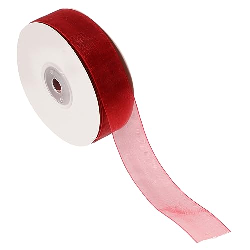 GRADENEVE 1 Rolle Verpackungsband Dekorationen Für Verlobungsfeiern Verdrahtet Chiffon Wickeln Herrscher Großartig Kardinal Weißes Band Planke Band Zum Verpacken Bündeln Strauß Rot Polyester von GRADENEVE